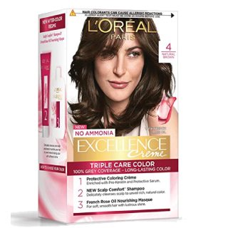 L'Oreal Paris Excellence Creme Hair Color, 4 Natural Brown, 72ml+100g at Rs.496